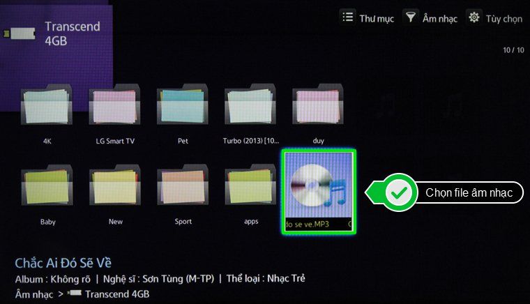 Chọn file nhạc muốn nghe
