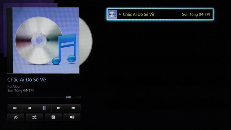Chọn bài hát và tivi sẽ bắt đầu phát nhạc