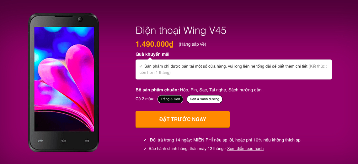Wing V45 lên kệ Thegioididong.com