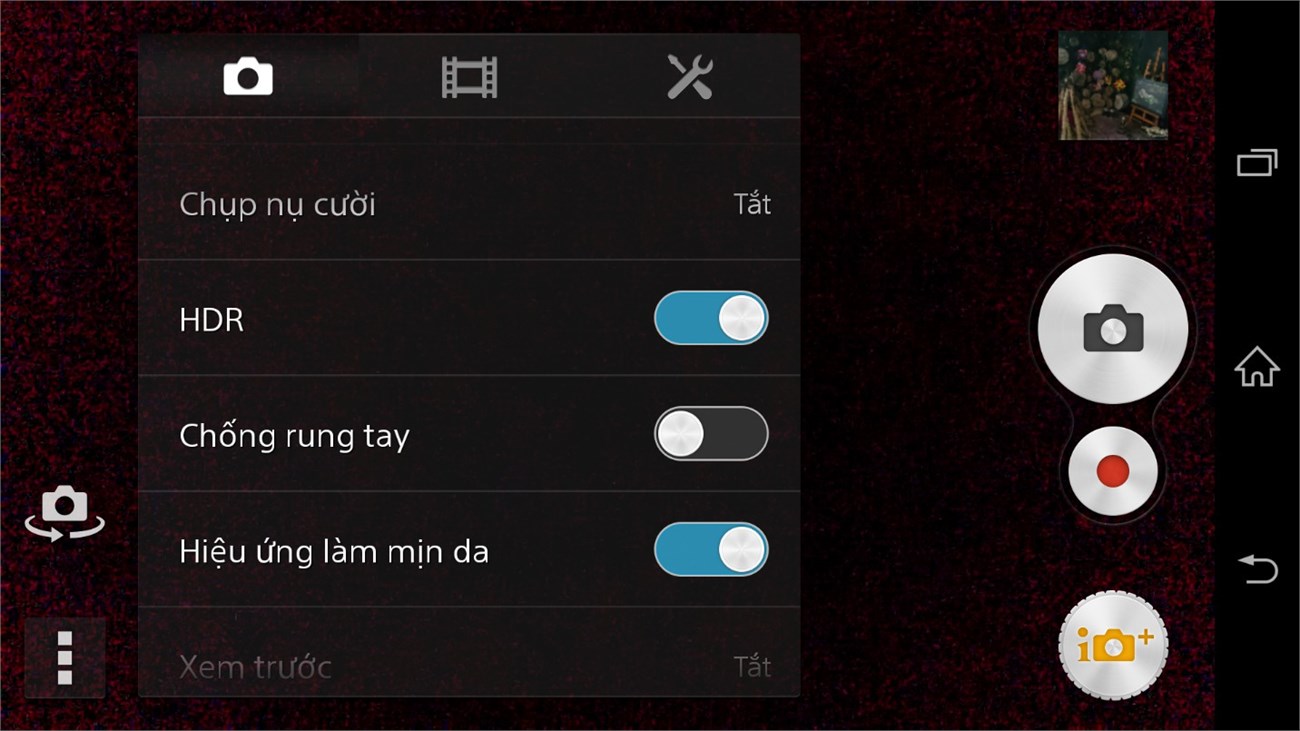 Tính năng làm mịn da