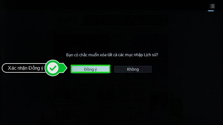 Đồng ý Cách xóa lịch sử trình duyệt web trên tivi thông minh Sony > Đồng ý