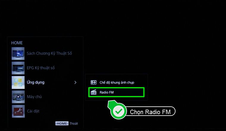 Nhấn chọn Radio FM trong Ứng dụng