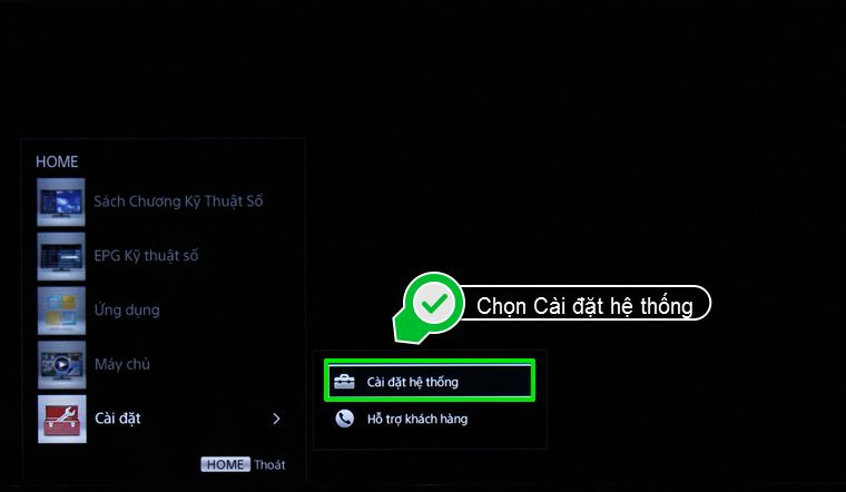 Nhấn chọn Cài đặt hệ thống