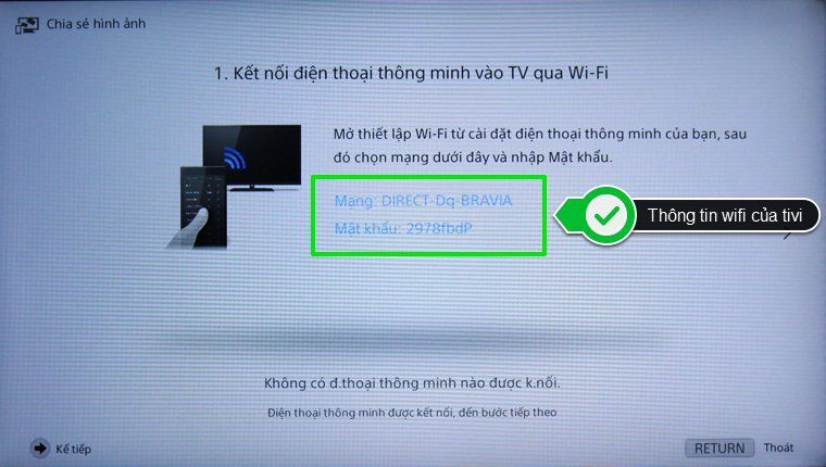 Tên và mật khẩu của wifi phát từ tivi