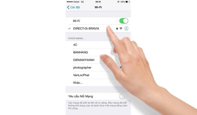 Kết nối với mạng wifi của tivi