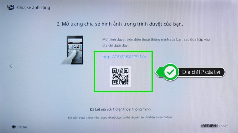 Địa chỉ IP để truy cập giao diện chia sẻ ảnh