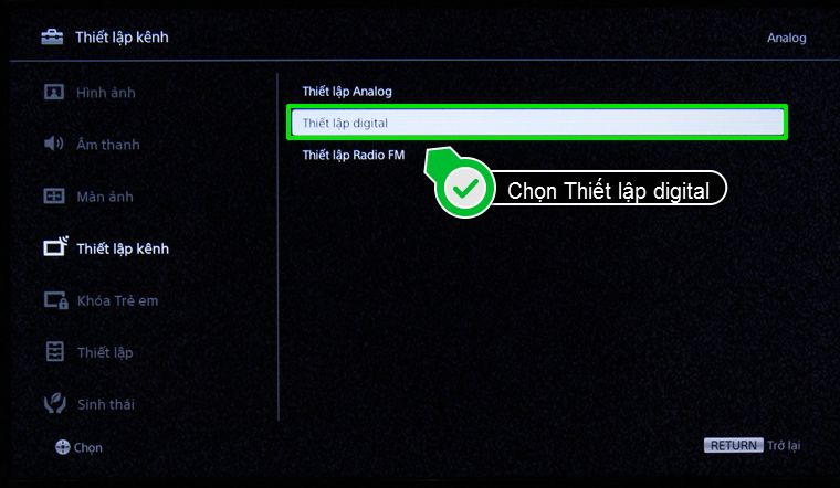 Nhấn chọn Thiết lập digital