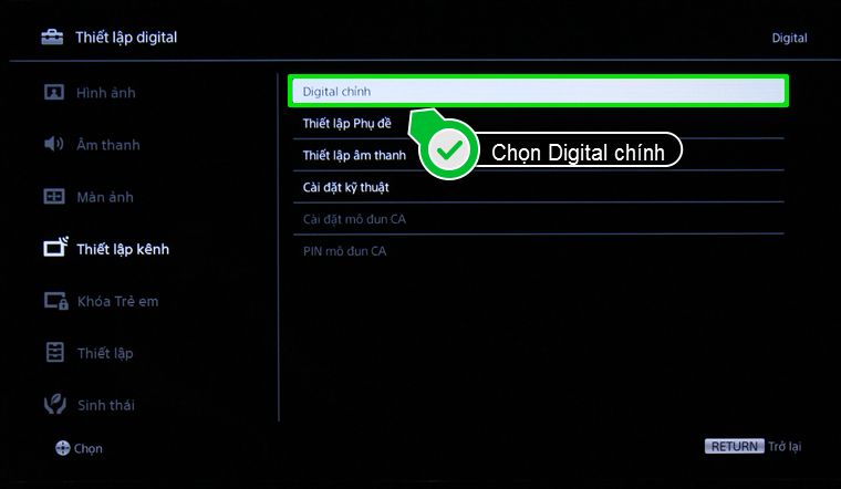 Nhấn chọn Digital chính