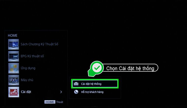 Nhấn chọn Cài đặt hệ thống