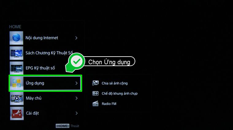 Nhấn chọn Radio FM trong Ứng dụng