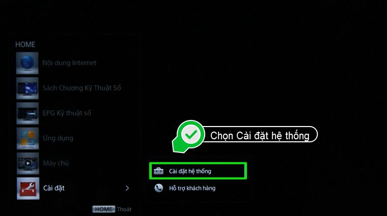 Nhấn chọn Cài đặt hệ thống