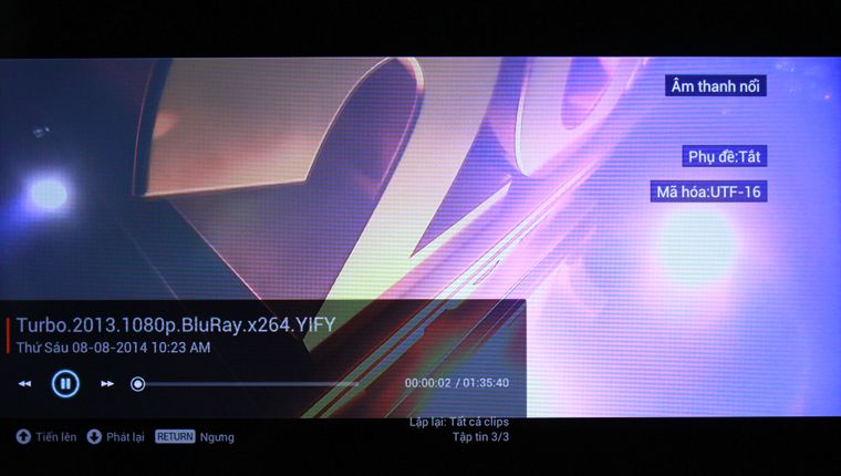 Cách xem phim, nghe nhạc, xem ảnh trong USB bằng Smart Tivi Sony > Thưởng thức video trên tivi