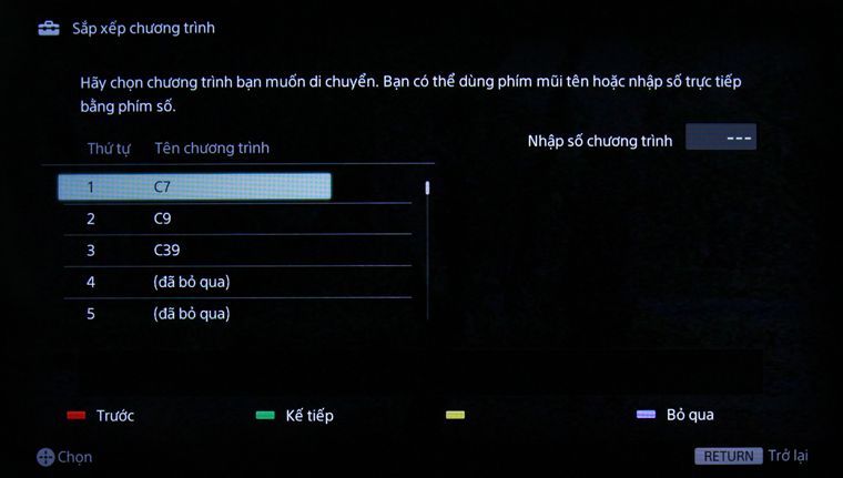 hướng dẫn dò kênh tivi sony