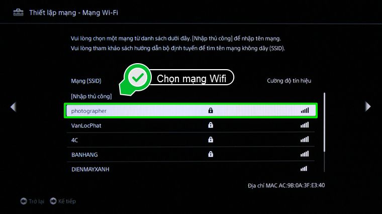 Chọn mạng Wifi mà bạn muốn kết nối