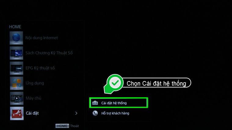 Nhấn chọn Cài đặt hệ thống