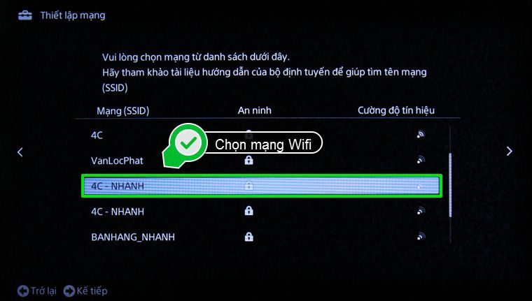 Chọn mạng wifi