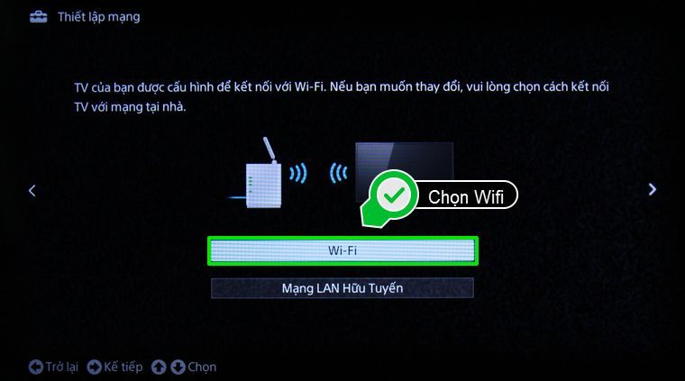 Nhấn chọn Wifi