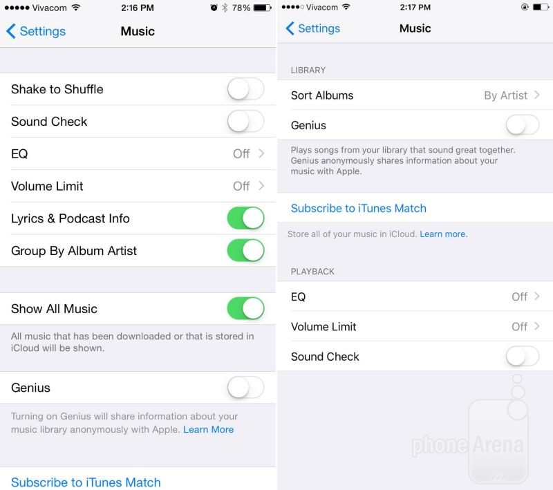 Đơn giản hóa mục cài đặt Music