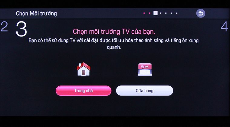 Cách khôi phục cài đặt gốc tivi thông minh LG bằng phím cơ > Chọn Môi trường tivi trong nhà