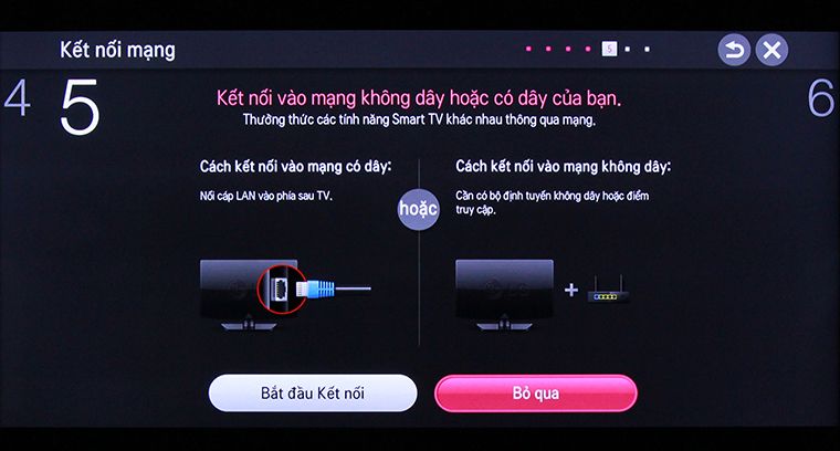 Cách khôi phục cài đặt gốc tivi thông minh LG bằng phím cơ > Chọn Bỏ qua