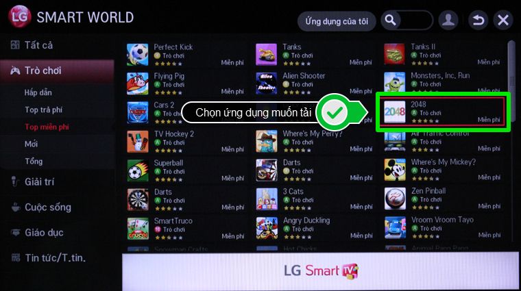 Chọn ứng dụng muốn tải Cách tải ứng dụng trên Smart tivi LG chạy hệ điều hành NetCast > Chọn ứng dụng muốn tải