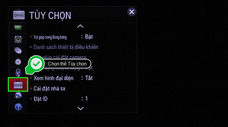 Cách khôi phục cài đặt gốc Smart tivi LG chạy hệ điều hành Netcast > Chọn thẻ Tùy chọn