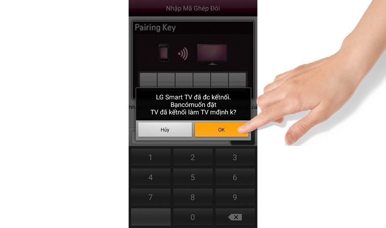 Chọn OK Điều khiển Smart tivi LG bằng điện thoại qua qua ứng dụng LG TV Remote