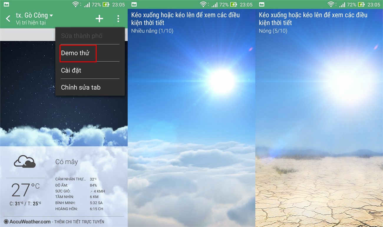Ứng dụng thời tiết HTC