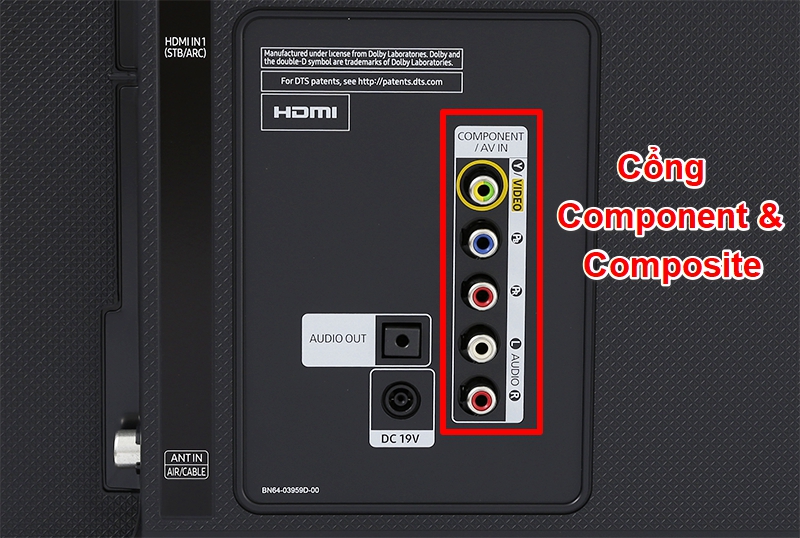 Cách kết nối đầu DVD với tivi đơn giản, dễ thực hiện > Cổng component được tích hợp cổng composite