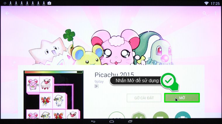 Cách tải ứng dụng trên tivi thông minh Toshiba > Nhấn Mở để sử dụng ứng dụng vừa cài đặt trực tiếp