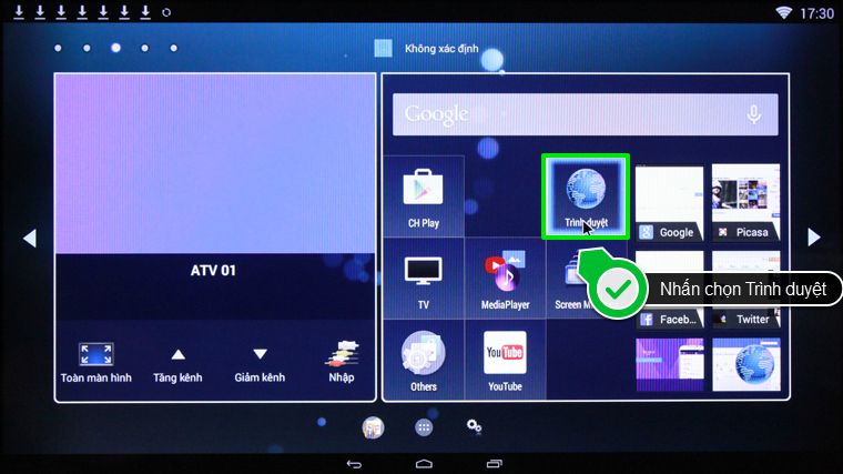 Chọn nút Home trên remote Cách xóa lịch sử duyệt web trên Smart tivi Toshiba > Chọn nút Home trên remote