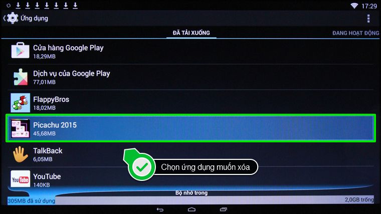 Chọn ứng dụng muốn xóa Cách xóa ứng dụng trên Smart tivi Toshiba > Chọn ứng dụng muốn xóa