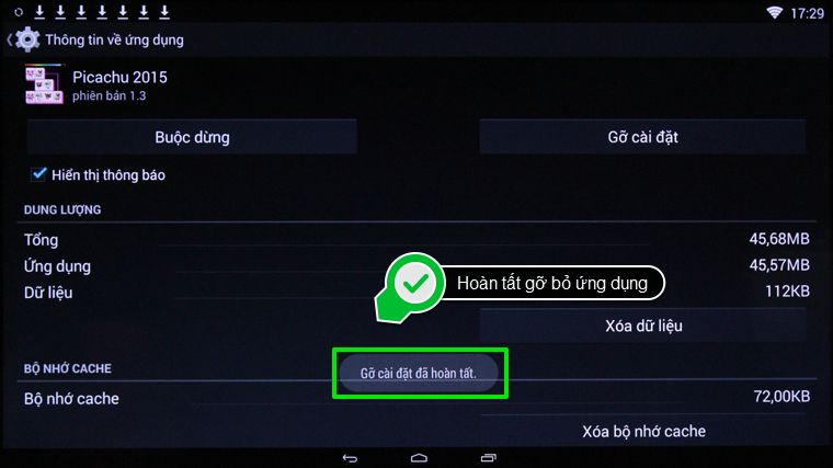 Hoàn tất gỡ bỏ ứng dụng Cách xóa ứng dụng trên Smart tivi Toshiba > Hoàn tất gỡ bỏ ứng dụng