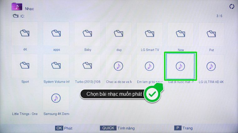 Chọn bài nhạc muốn phát