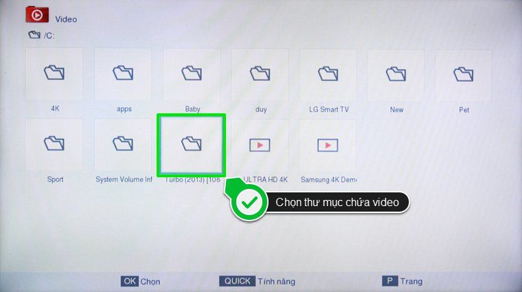 Chọn thư mục chứa video