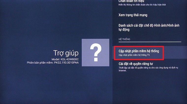 Chọn Cập nhật phần mềm hệ thống
