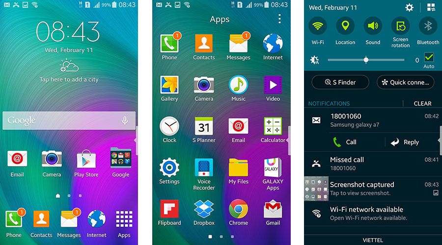 Giao diện Galaxy A7