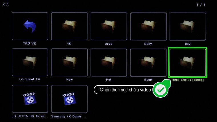 Chọn thư mục chứa video