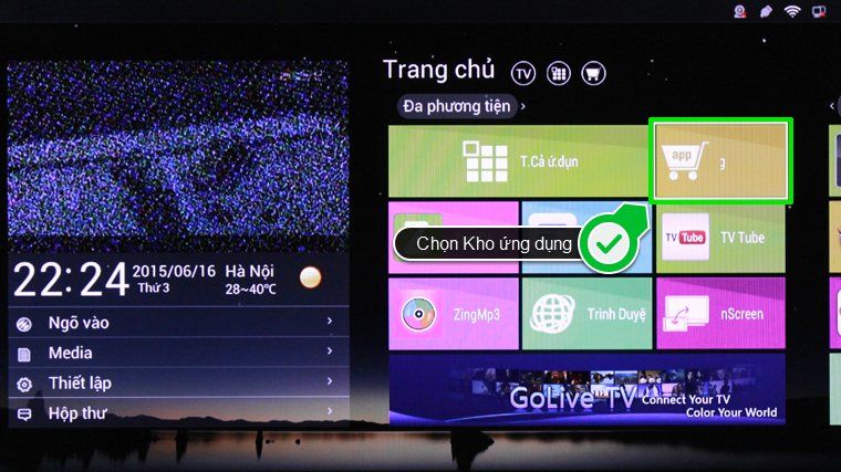 Cách sử dụng điều khiển Smart Tivi LED TCL L32S4690 > Chọn biểu tượng Kho ứng dụng