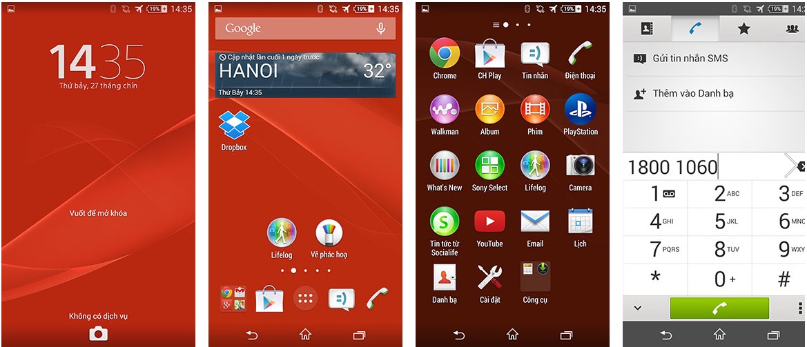 Giao diện Xperia Z3 Compact