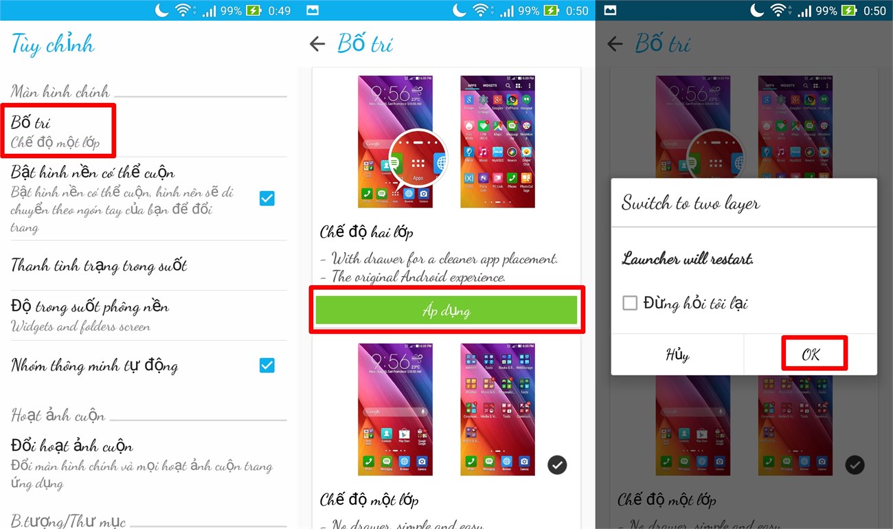Áp dụng Chế độ hai lớp Áp dụng Chế độ hai lớp