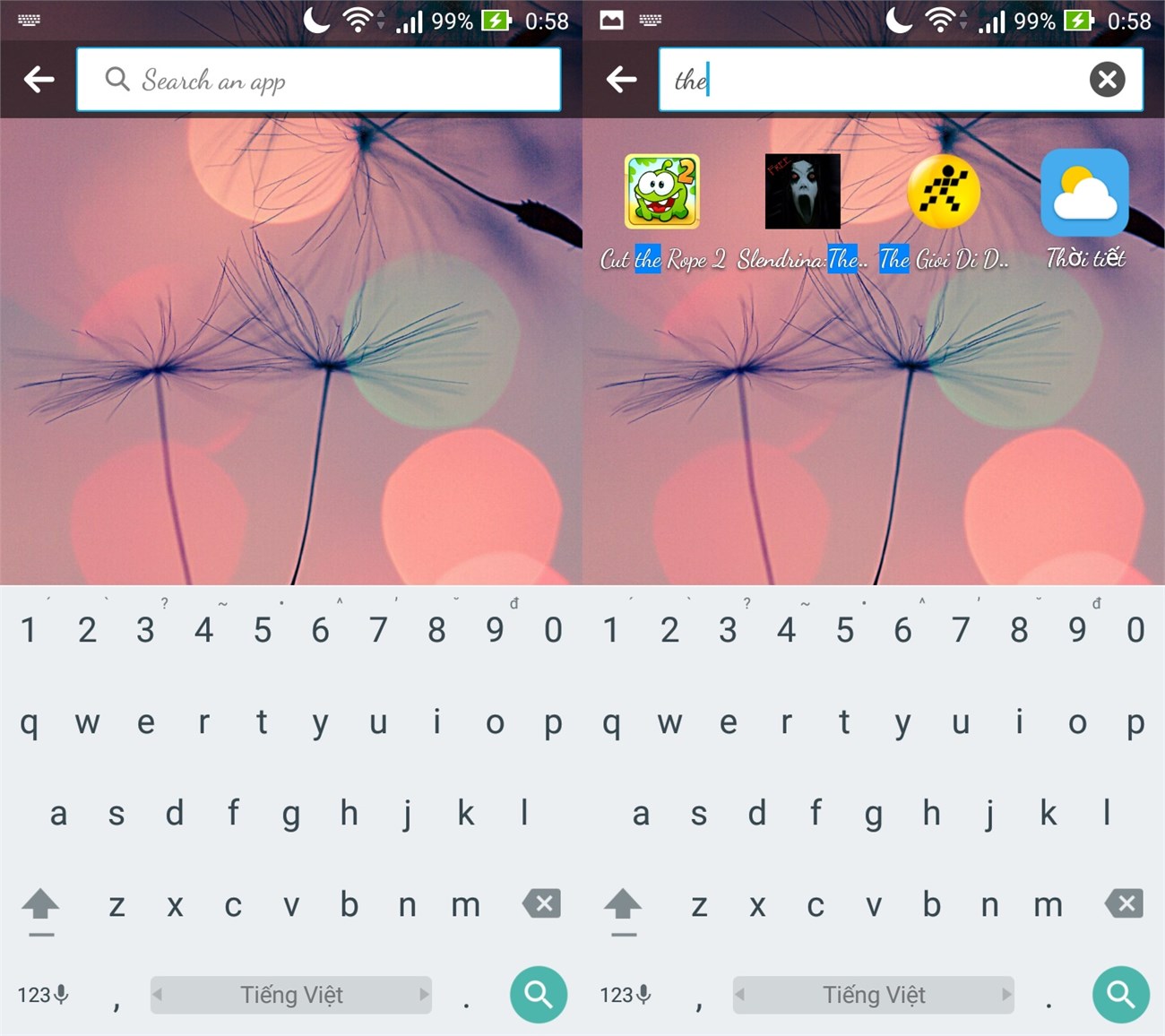 Thanh tìm nhanh ứng dụng Thanh tìm nhanh ứng dụng