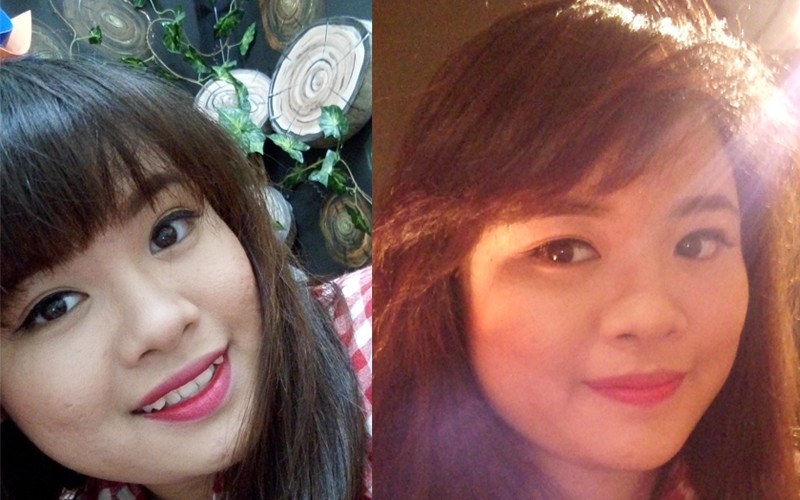 Điều kiện chụp trong phòng đủ sáng (Trái)/thiếu sáng (Phải)