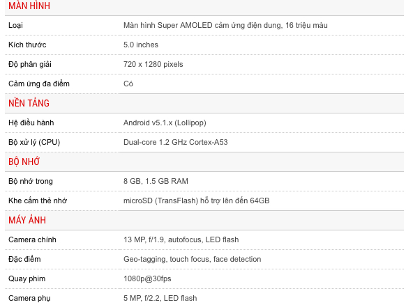 Thông số cấu hình phiên bản Galaxy J5 cho Việt Nam