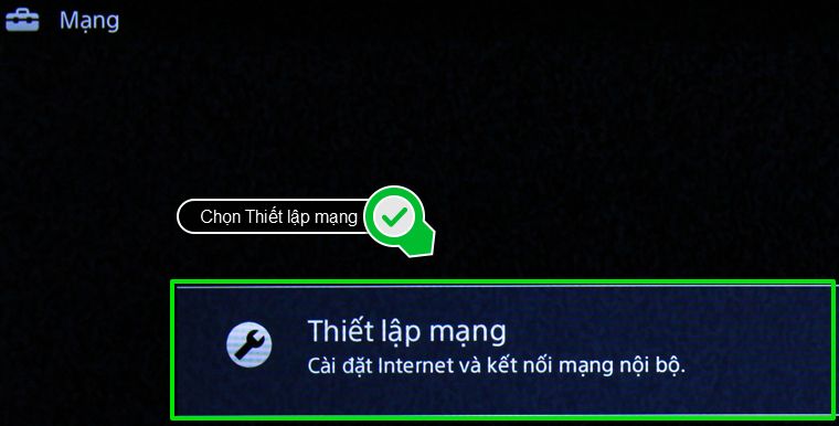 Chọn Thiết lập mạng