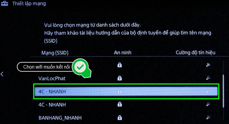 Chọn mạng wifi muốn kết nối