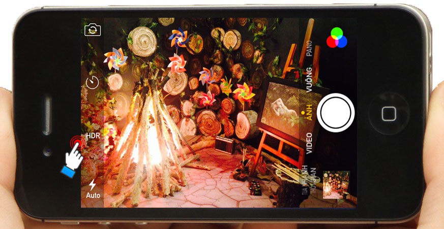 Chọn biểu tượng HDR