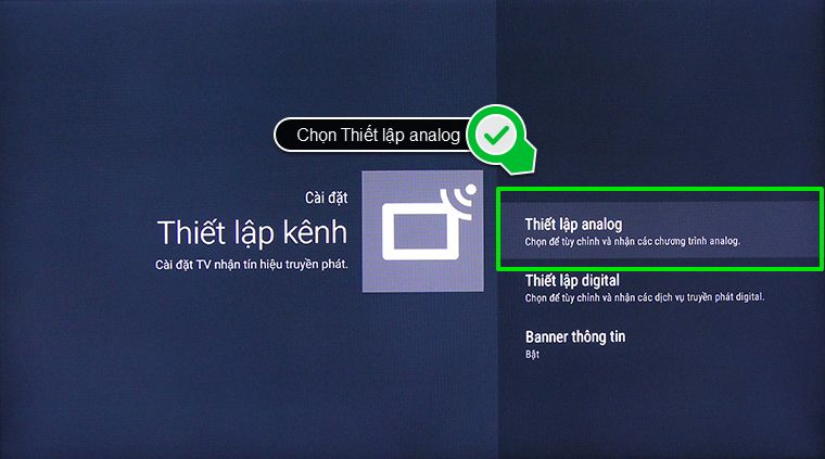 Chọn Thiết lập analog