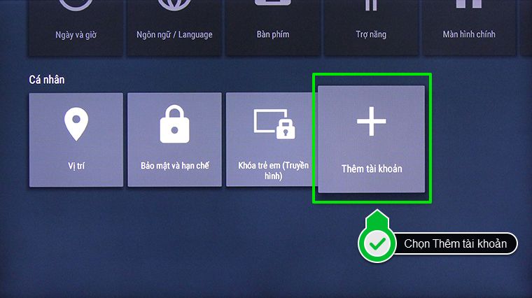 Chọn Thêm tài khoản
