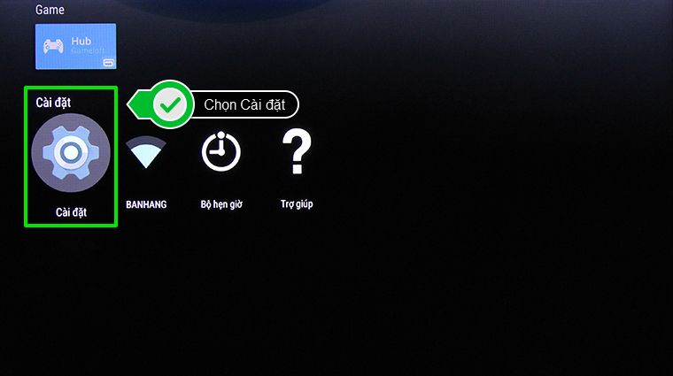 Cách kết nối mạng trên Android tivi Sony 2015 > Chọn Cài đặt